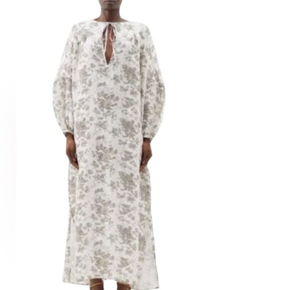 By Walid Rose Floral Print Linen Maxi Dress Small - Picture 1 of 6